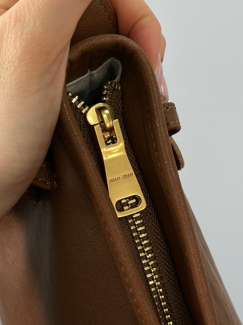 Miu Miu Aventure Nappa Leather Bag Brown - 8