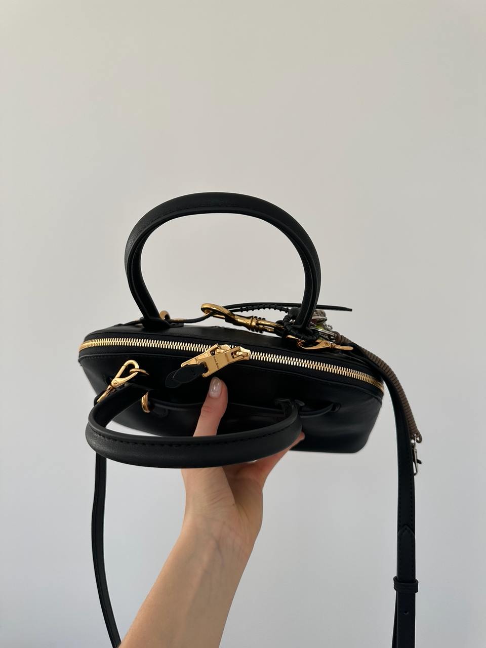 Miu Miu Aventure Nappa Leather Top-Handle Bag Black - 8