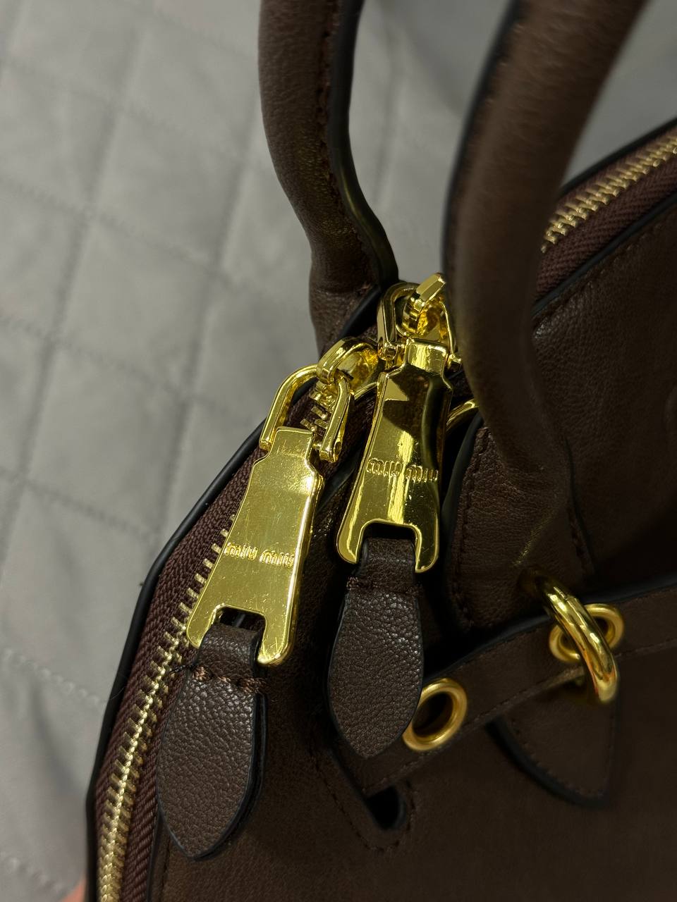 Miu Miu Aventure Nappa Leather Top-Handle Bag Brown - 4