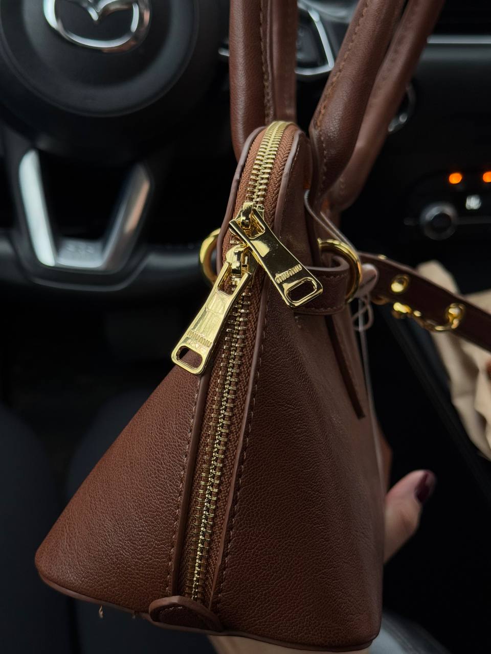 Miu Miu Aventure Nappa Leather Top-Handle Bag Brown - 5