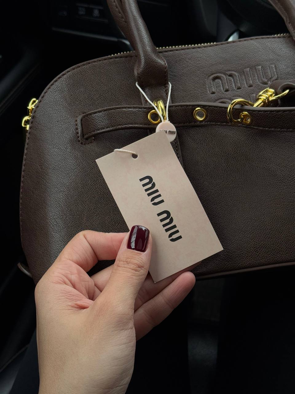 Miu Miu Aventure Nappa Leather Top-Handle Bag Chocolate - 6