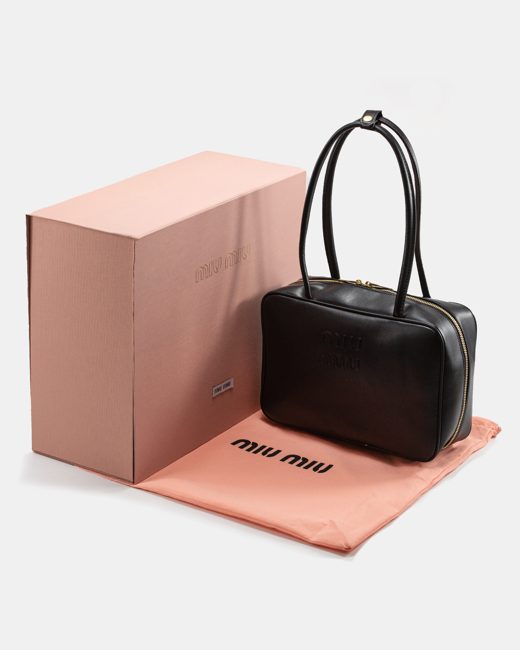 Miu Miu Beau Leather Top-Handle Bag In Black - 2