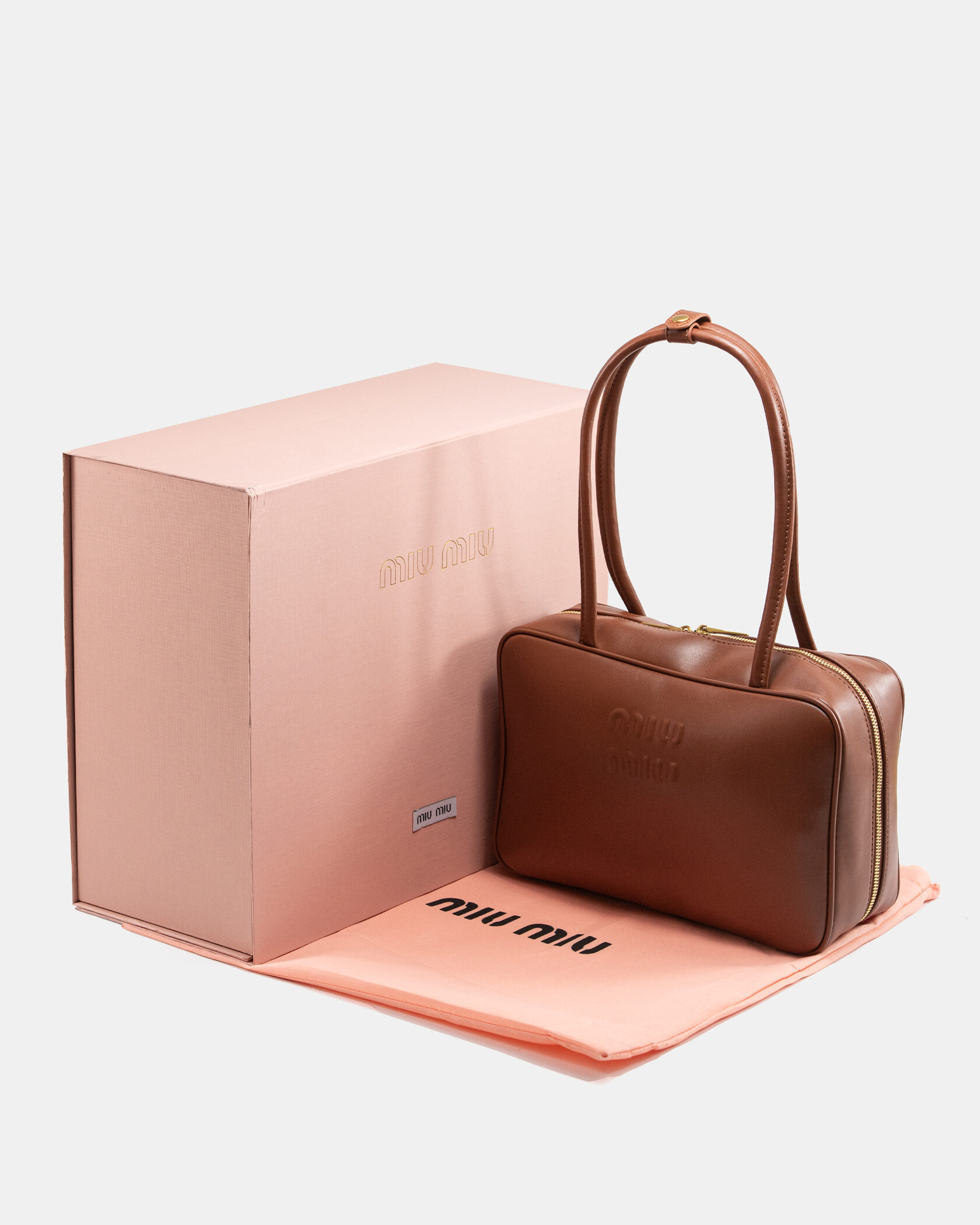 Miu Miu Beau Leather Top-Handle Bag In Brown - 2