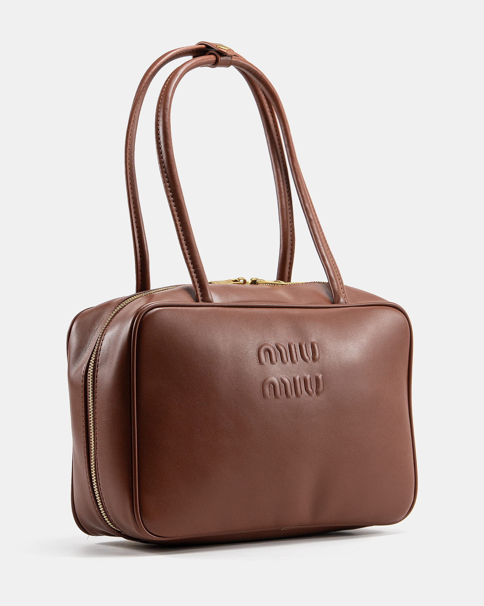 Miu Miu Beau Leather Top-Handle Bag In Brown - 6
