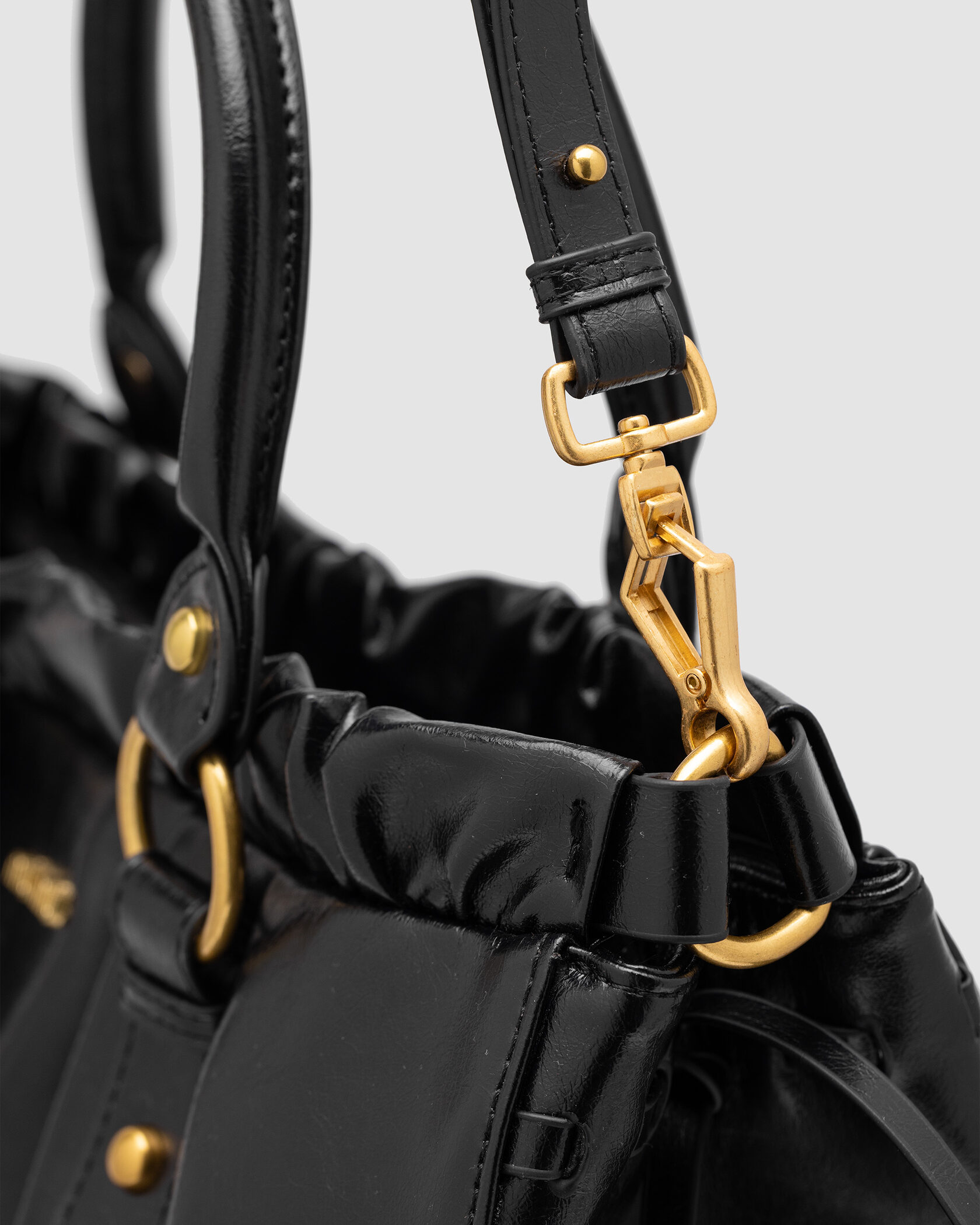 Miu Miu Black Vitello Lux Leather Gathered Tote - 7