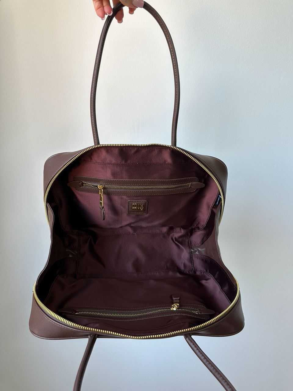 Miu Miu Chocolate Leather Beau Top-Handle Bag - 10