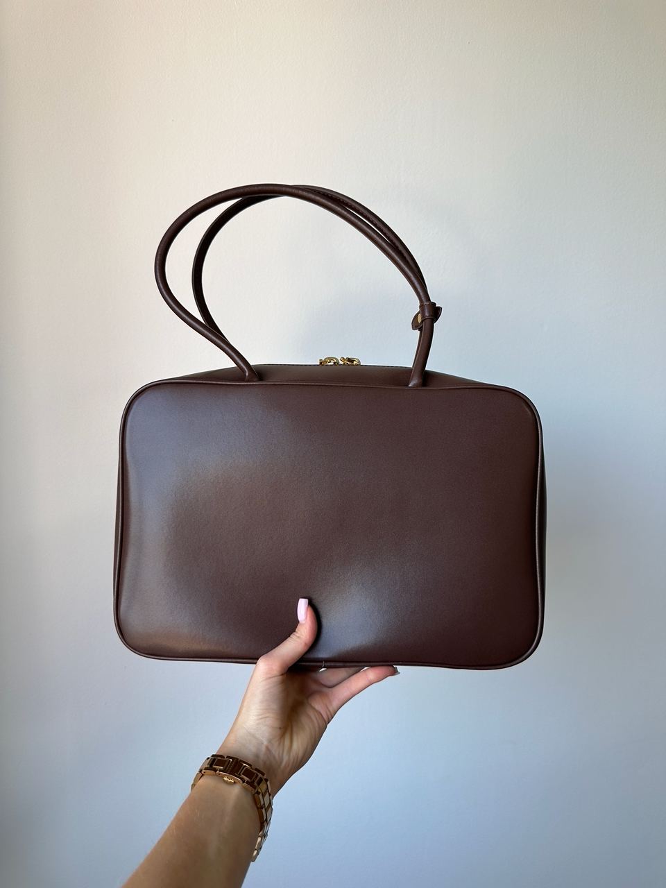 Miu Miu Chocolate Leather Beau Top-Handle Bag - 4