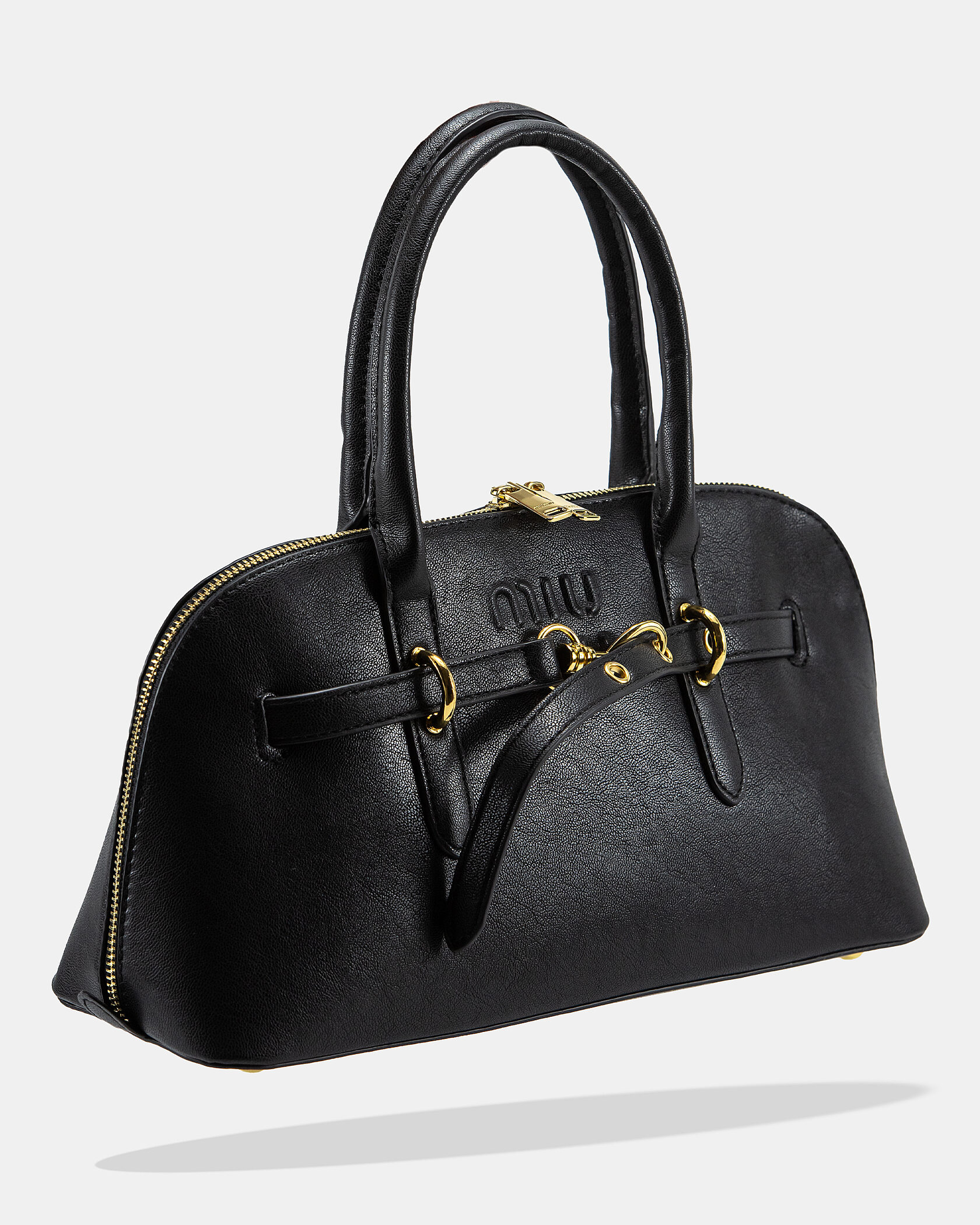 Miu Miu Classic Leather Bowler Bag Black - 4