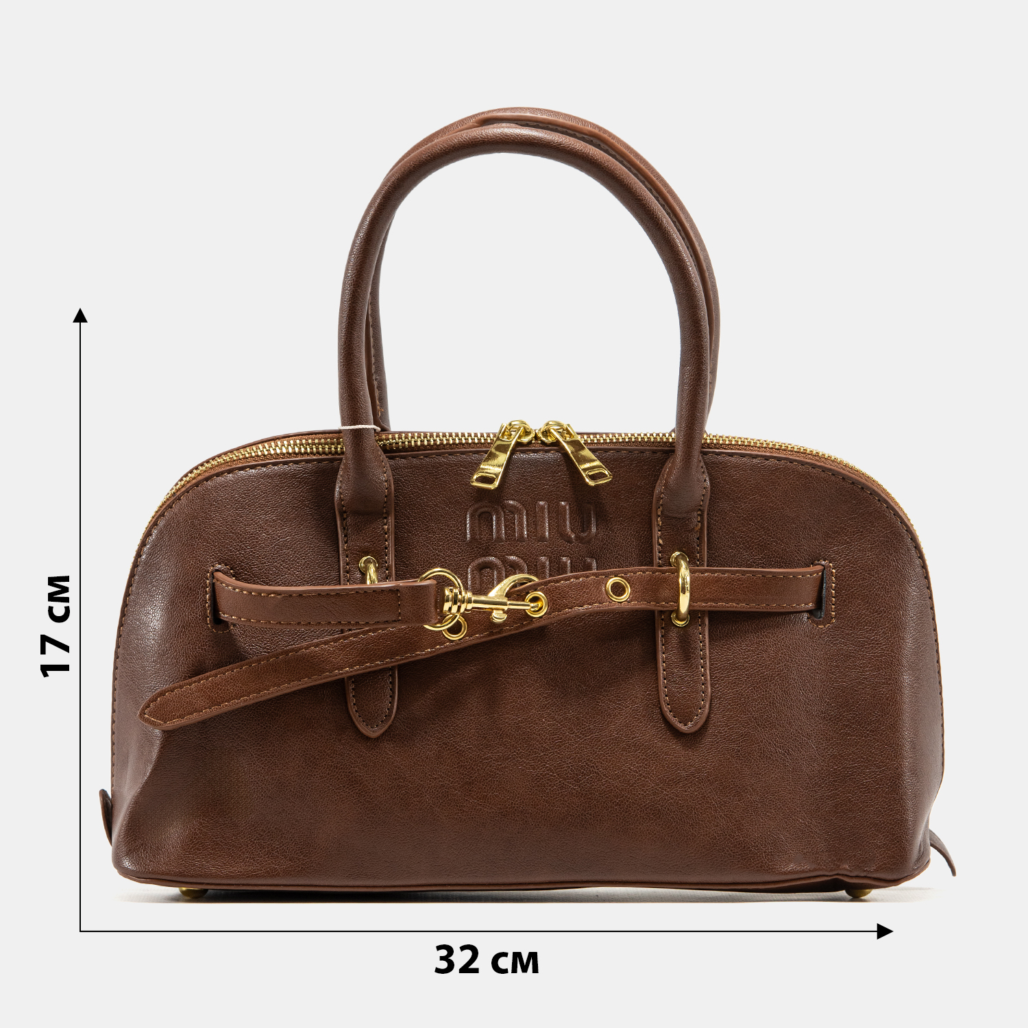 Miu Miu Classic Leather Bowler Bag Brown - 3