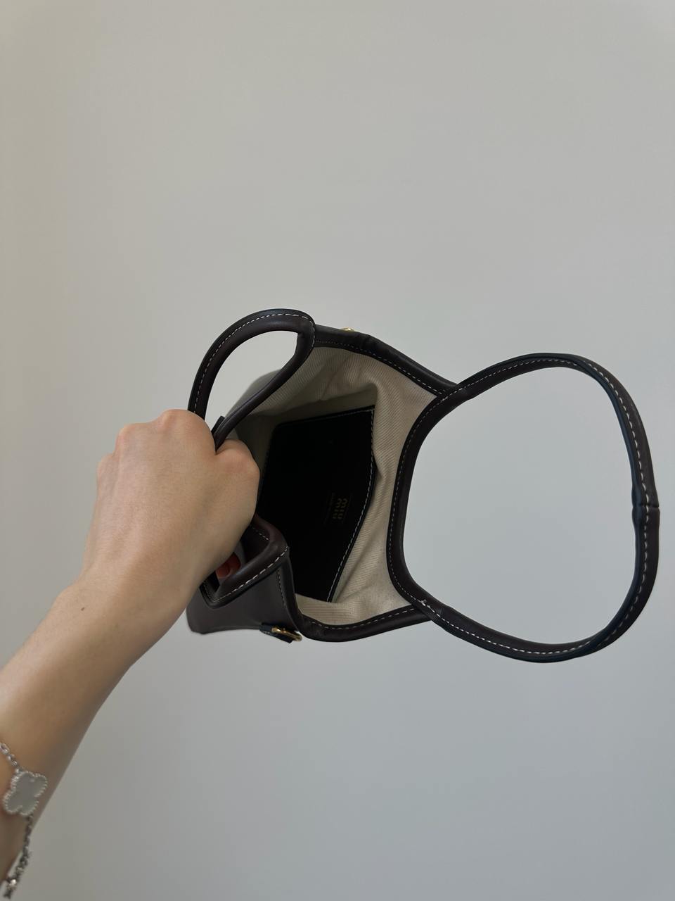 Miu Miu Ivy Leather Mini Bag Dark Brown - 12