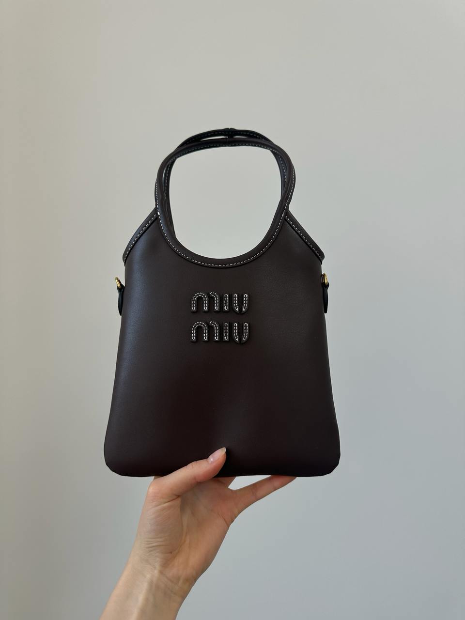 Miu Miu Ivy Leather Mini Bag Dark Brown - 4