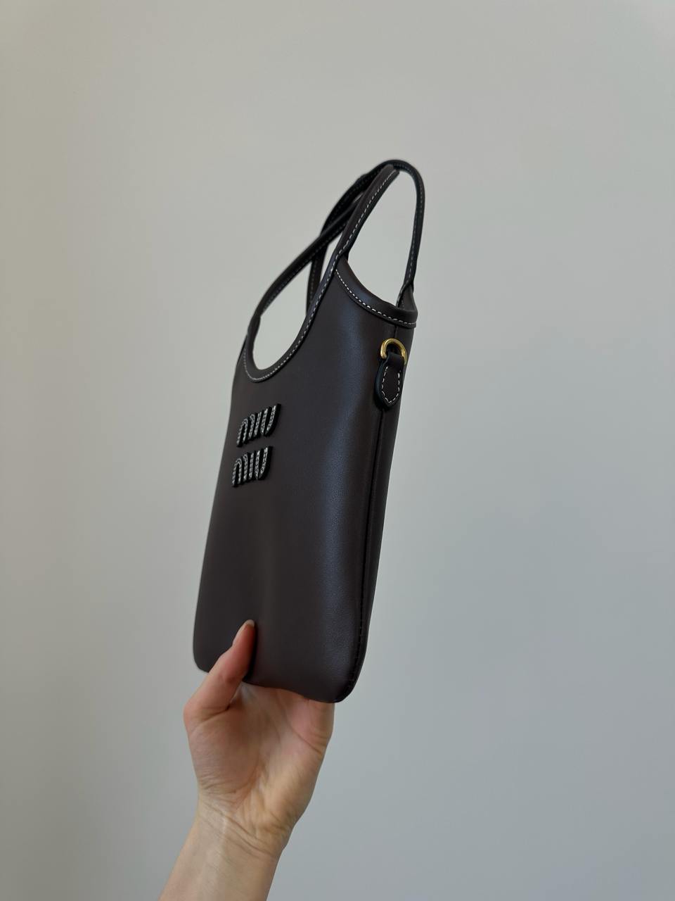 Miu Miu Ivy Leather Mini Bag Dark Brown - 8