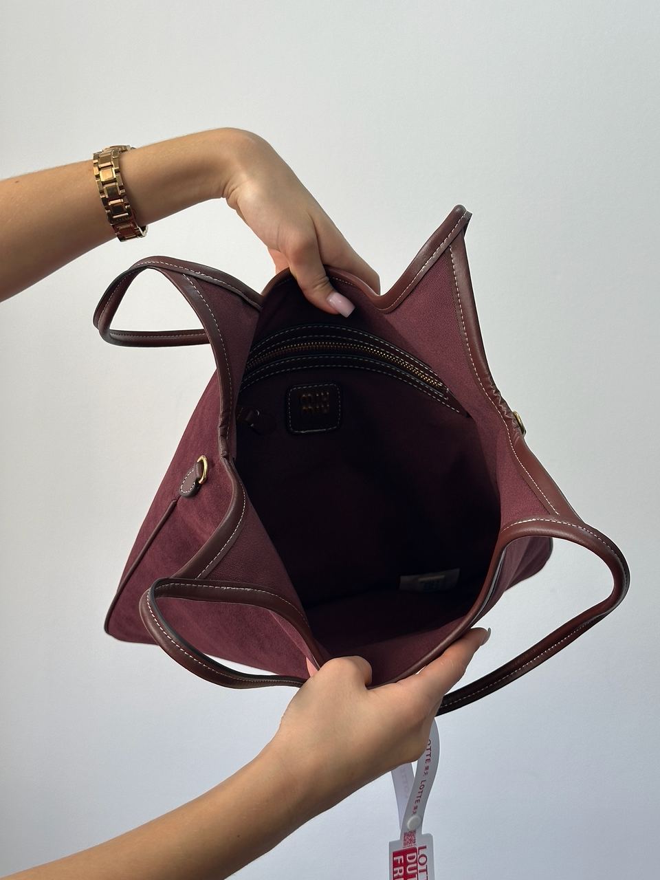 Miu Miu Ivy Suede Bag Burgundy - 7