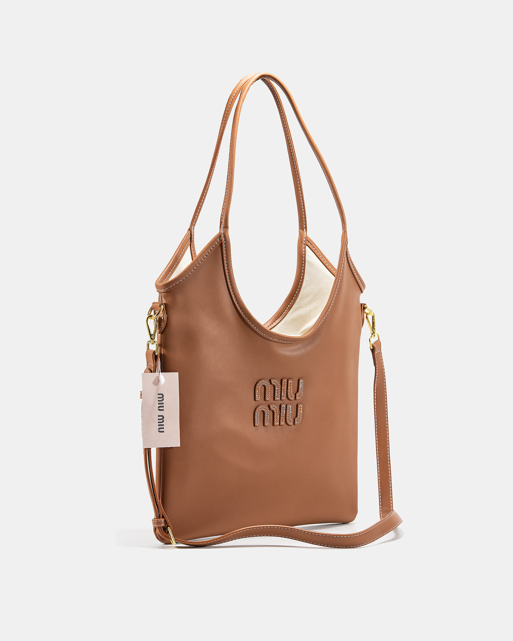 Miu Miu Large Hobo Bag in Cognac/Tan Leather - 4
