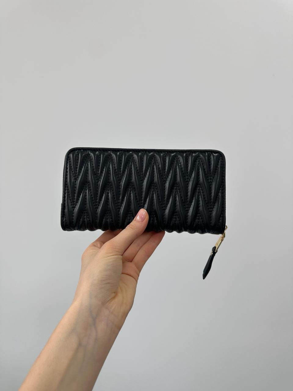 Miu Miu Large Matelassé Nappa Leather Wallet Black - 5