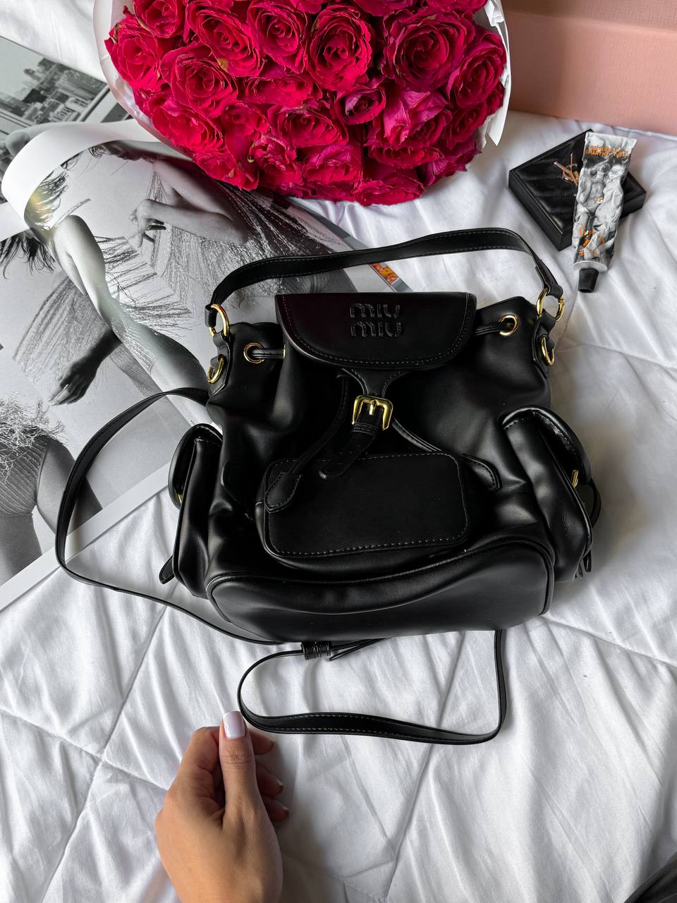 Miu Miu Leather Backpack Black - 4