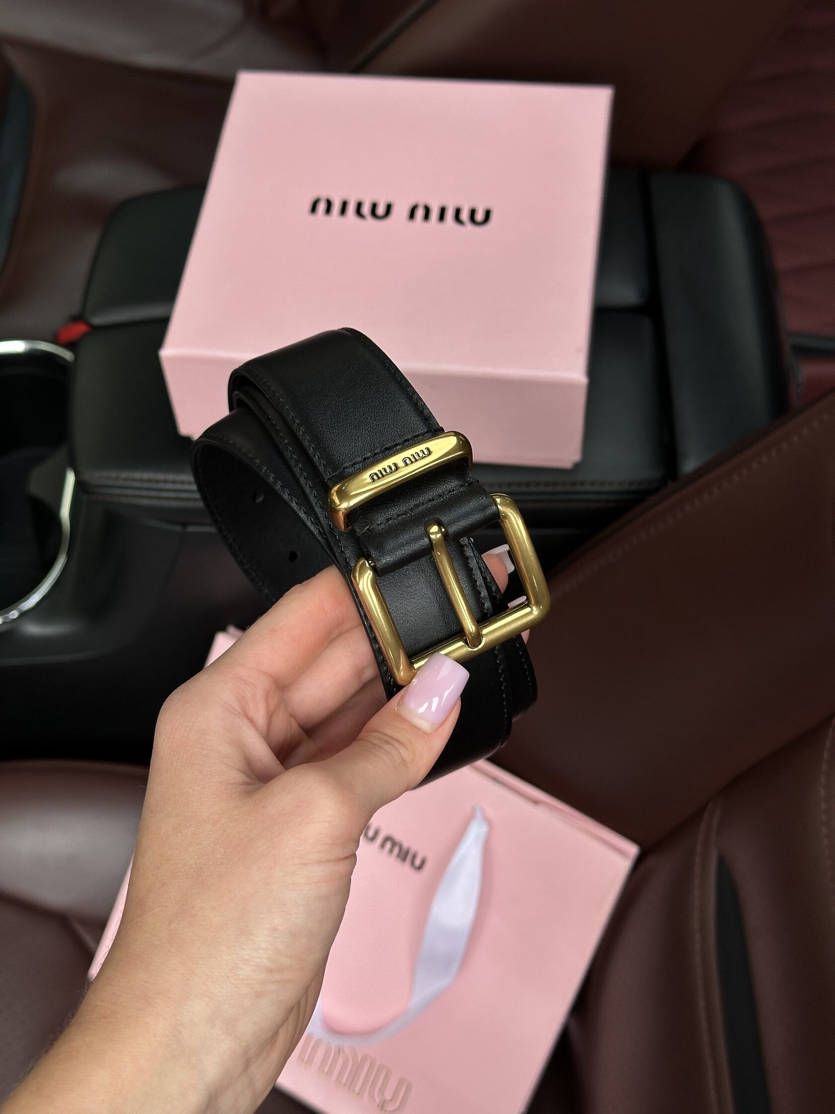 Miu Miu Leather Belt Black - 14