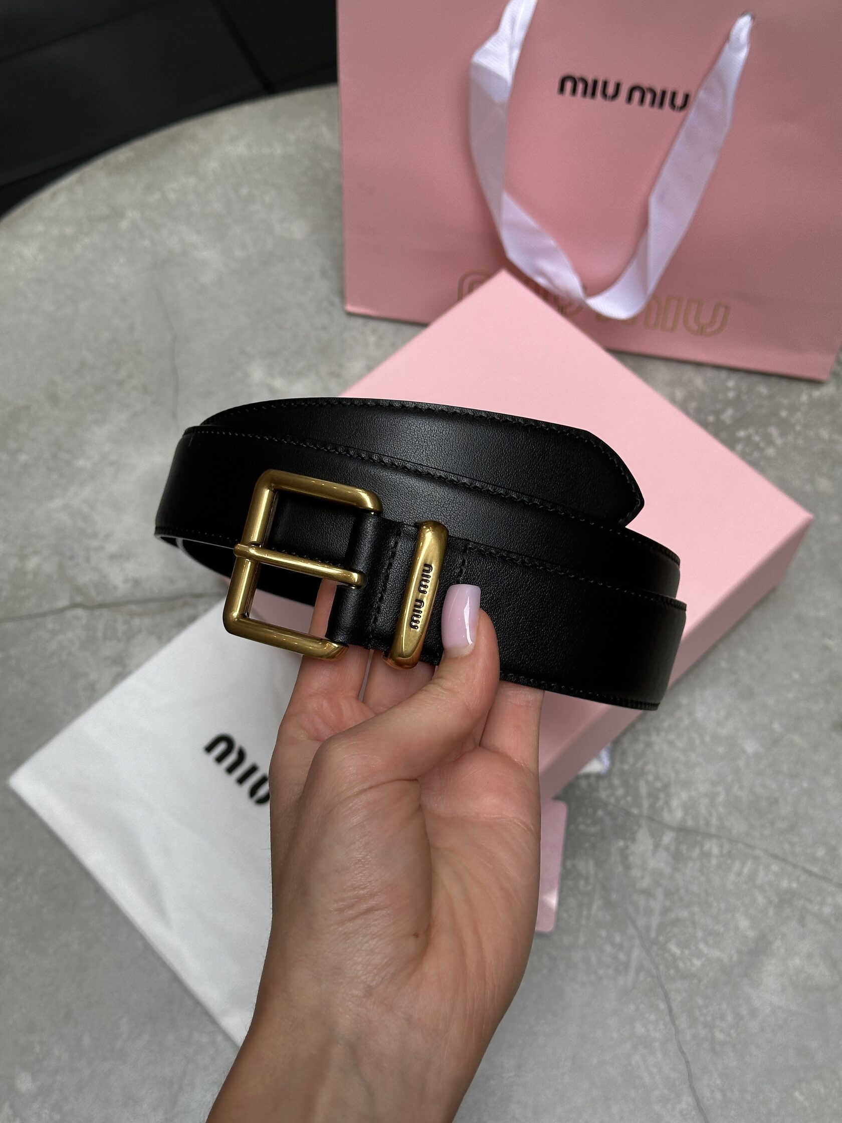 Miu Miu Leather Belt Black - 17