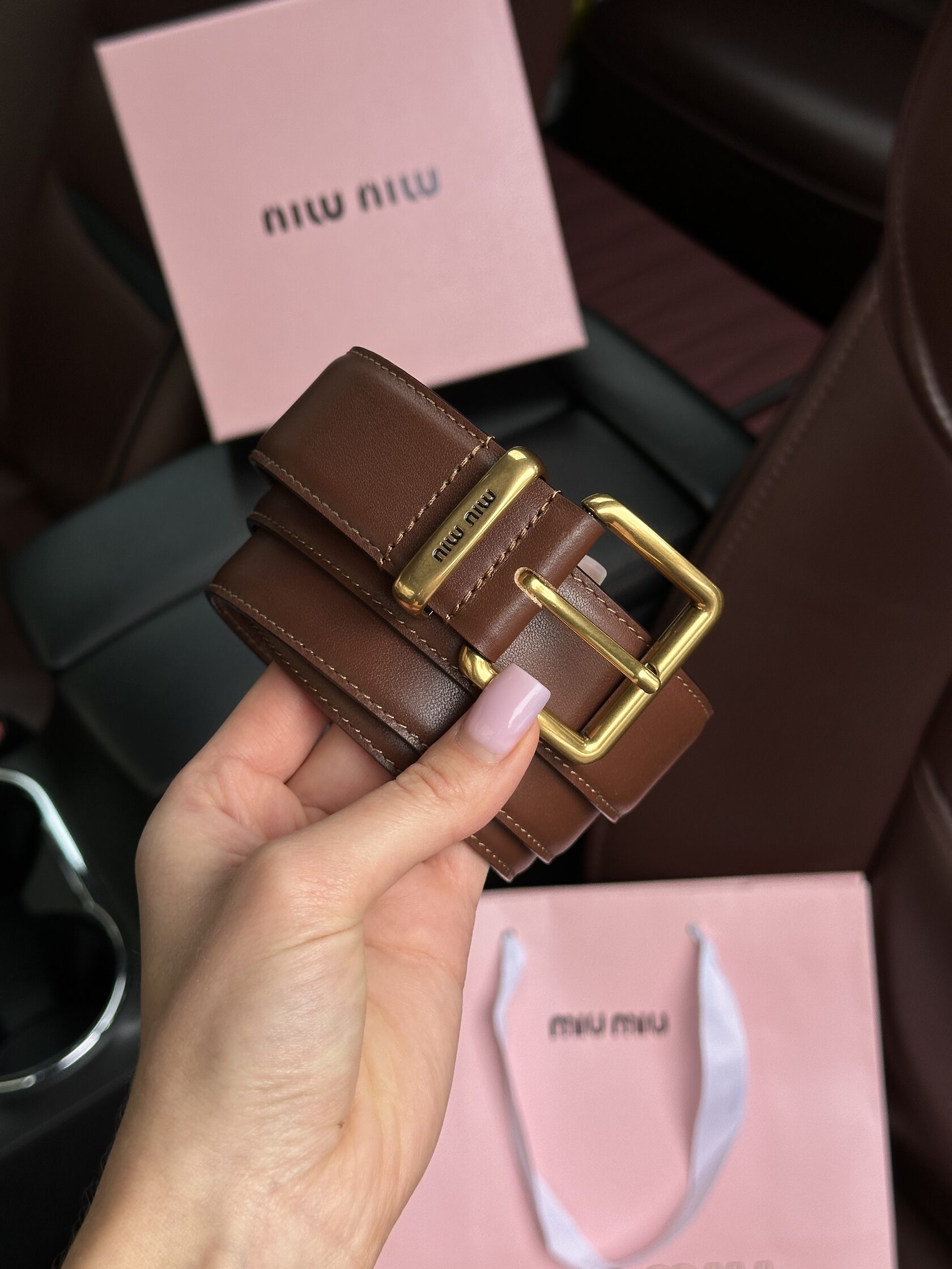 Miu Miu Leather Belt Brown - 14