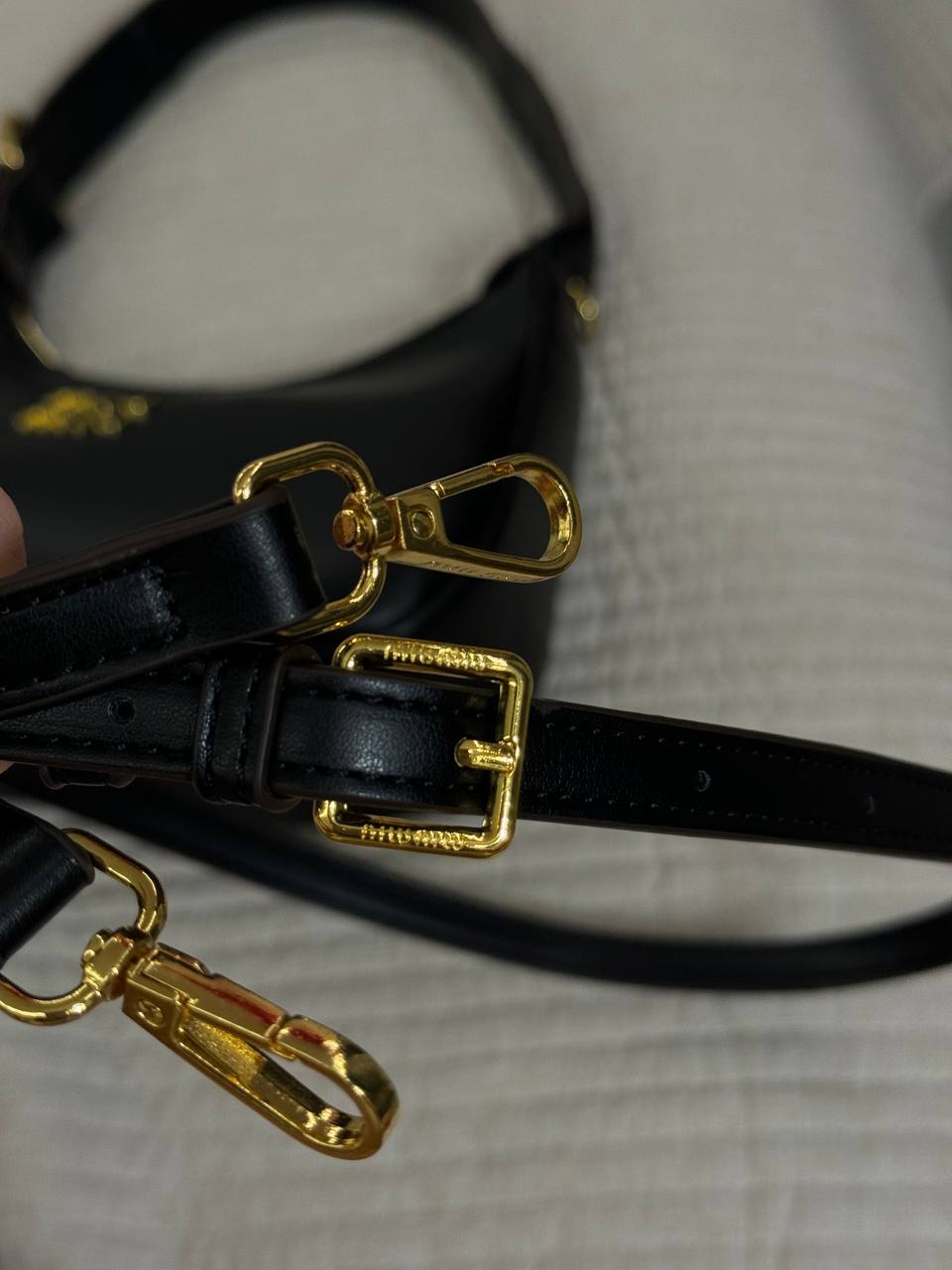 Miu Miu Leather Hobo Bag Black - 10