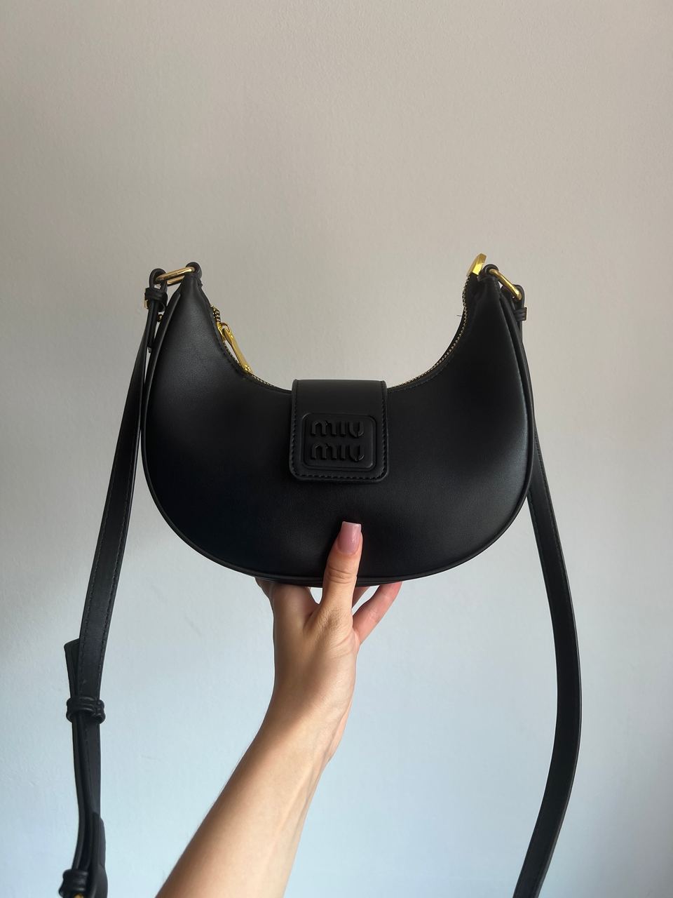 Miu Miu Leather Hobo Bag Black/Black - 5