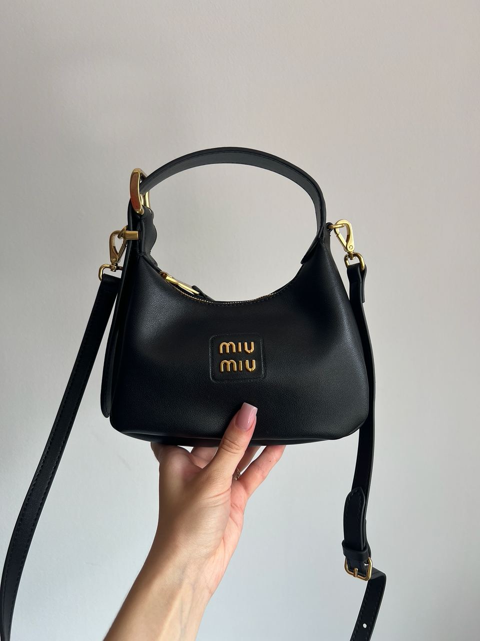 Miu Miu Leather Hobo Bag Black - 2