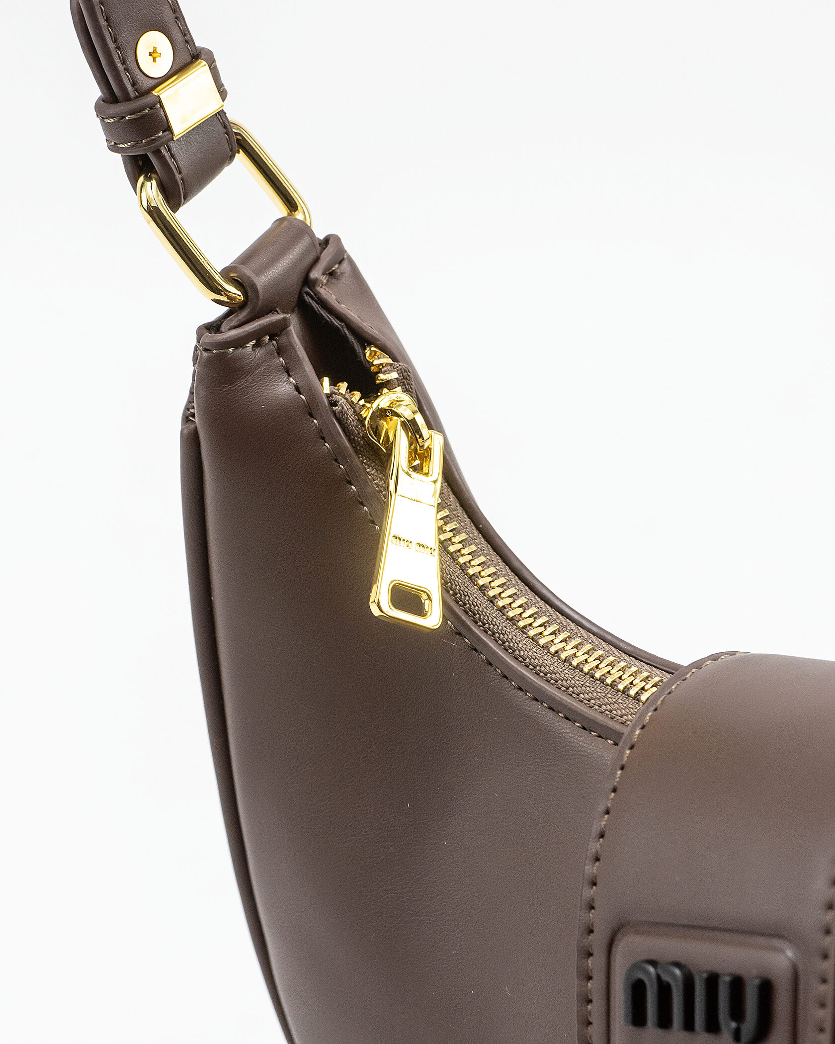 Miu Miu Leather Hobo Bag Brown - 14