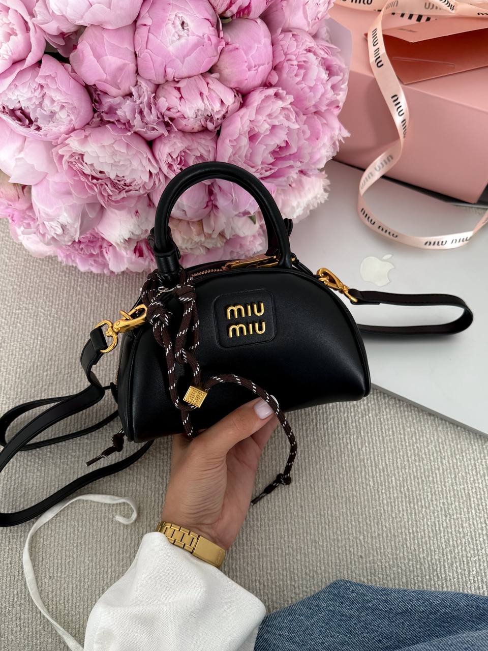 Miu Miu Leather Top-Handle Bag Black - 6