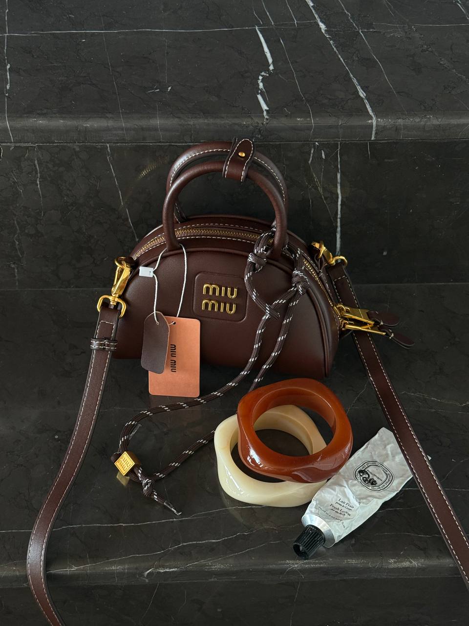 Miu Miu Leather Top-Handle Bag Brown - 2