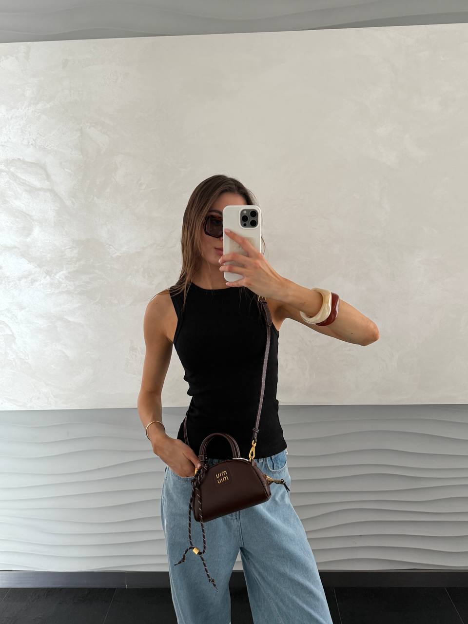 Miu Miu Leather Top-Handle Bag Brown - 7