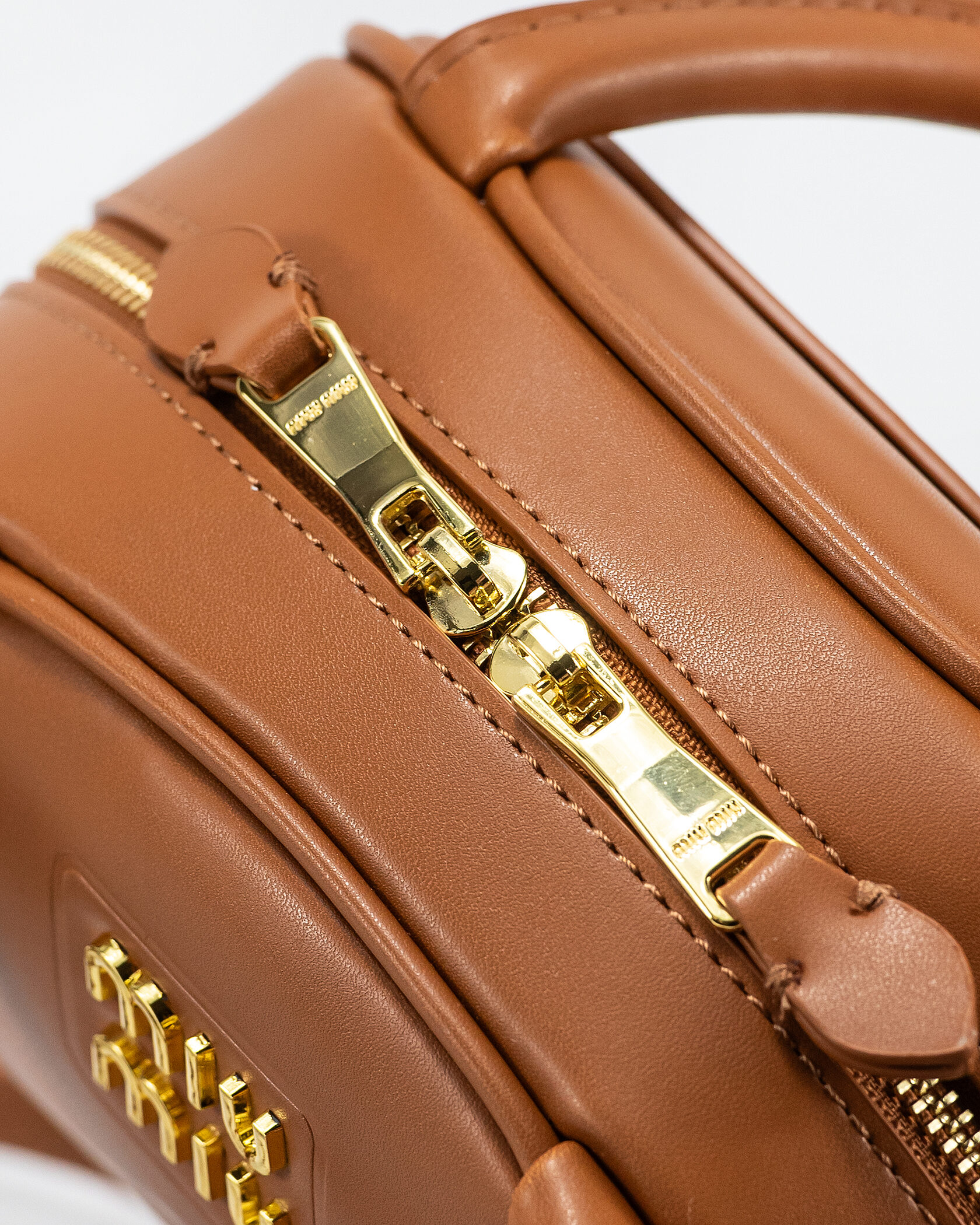 Miu Miu Leather Top Handle Bag Brown - 12