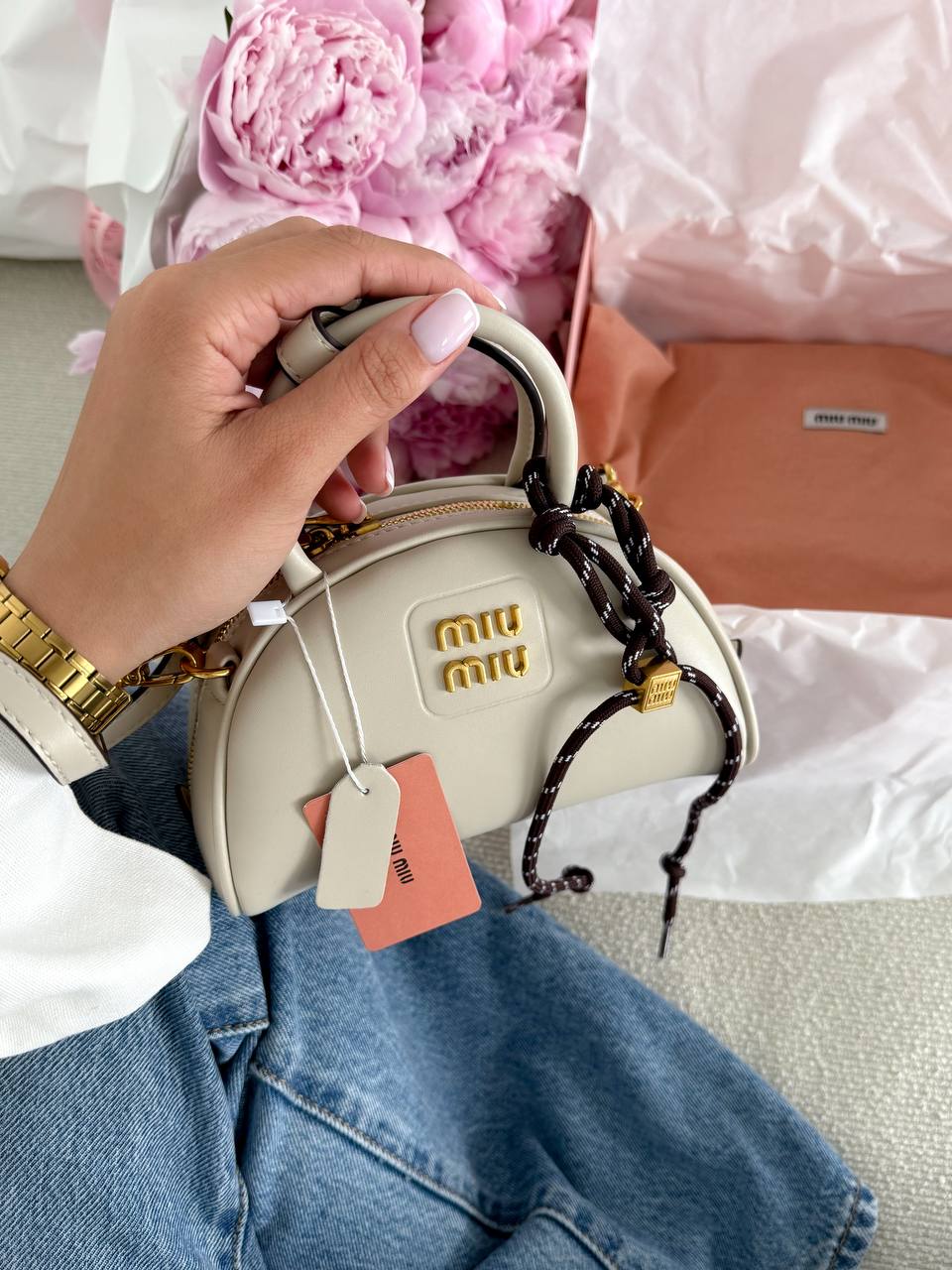 Miu Miu Leather Top-Handle Bag White - 3