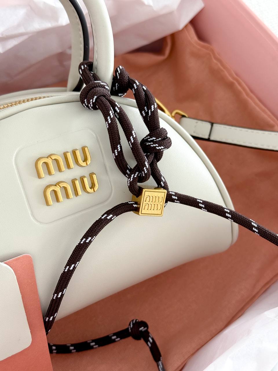 Miu Miu Leather Top-Handle Bag White - 6