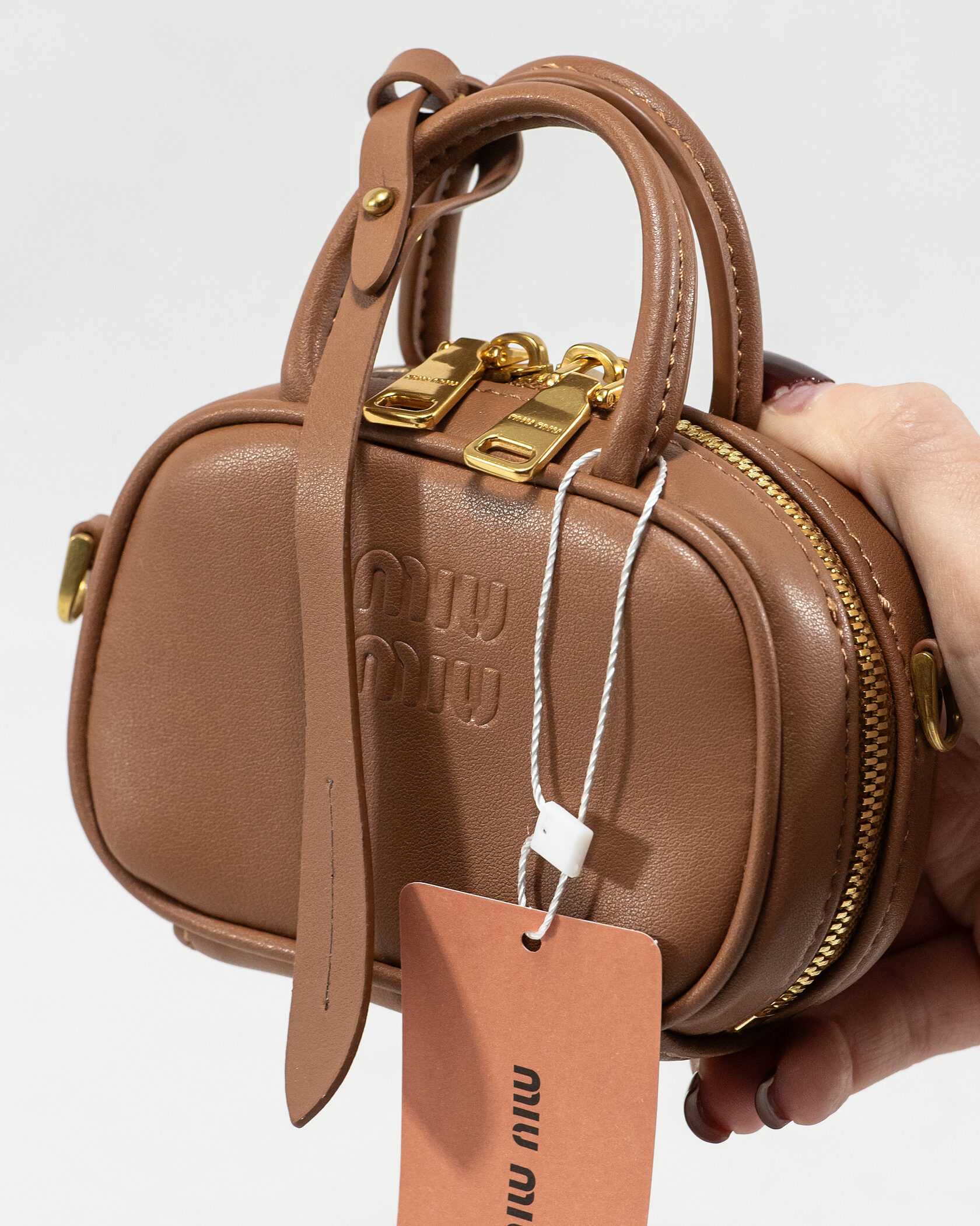 Miu Miu Micro Arcadie Bag in Cognac/Brown Leather - 7