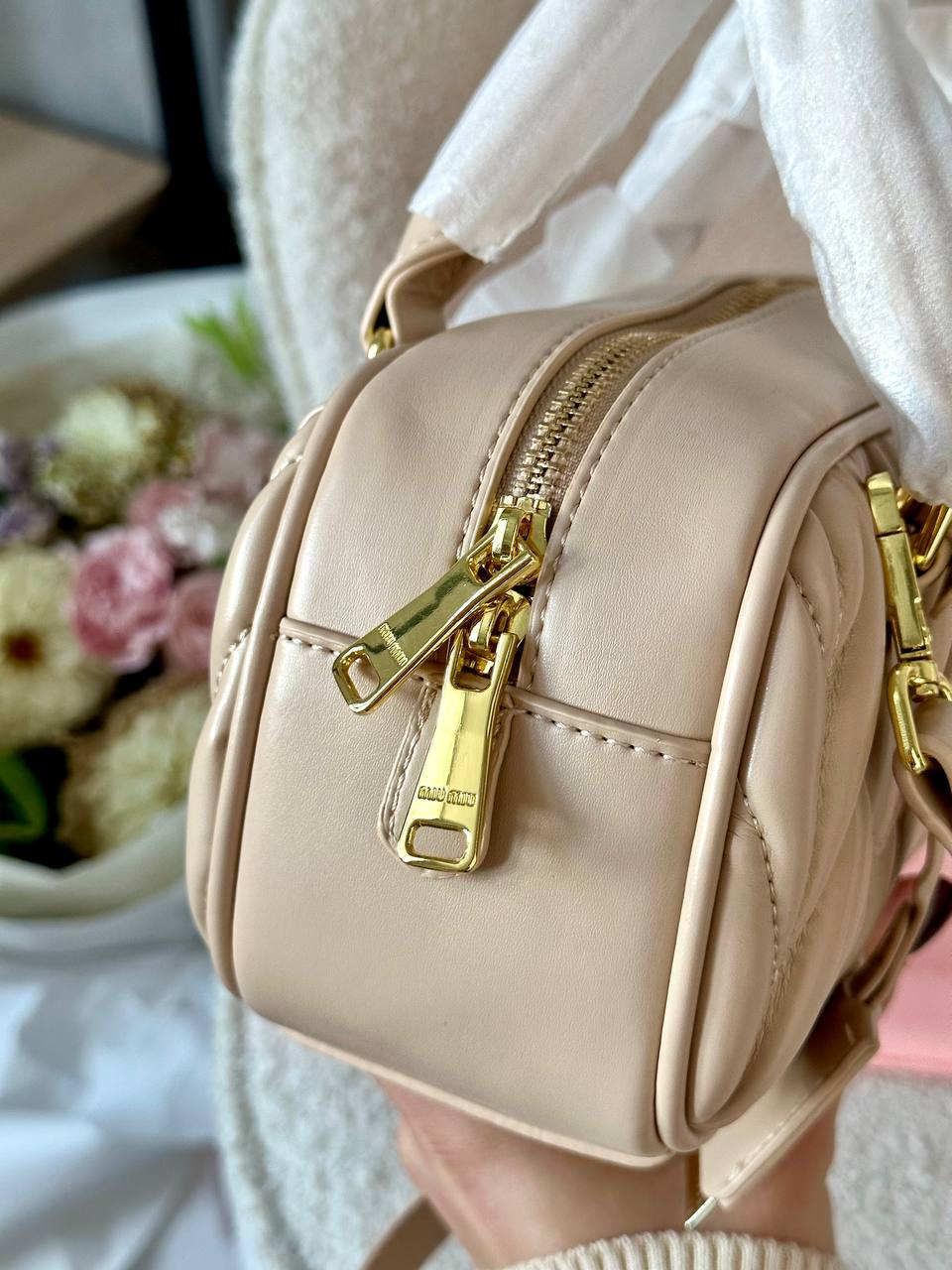 Miu Miu Mini Matelassé Beige Leather - 5