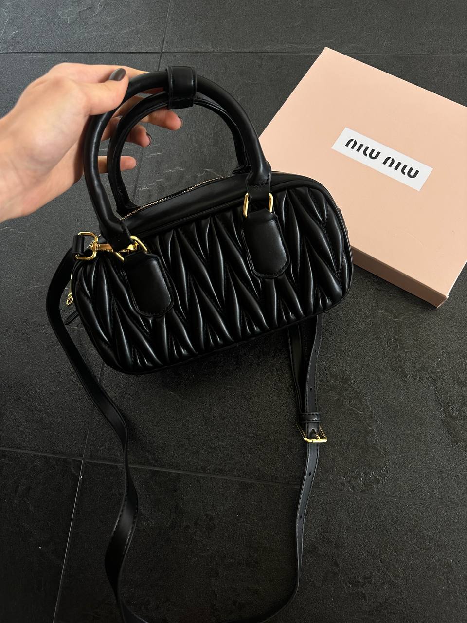 Miu Miu Mini Matelassé Black Leather - 2