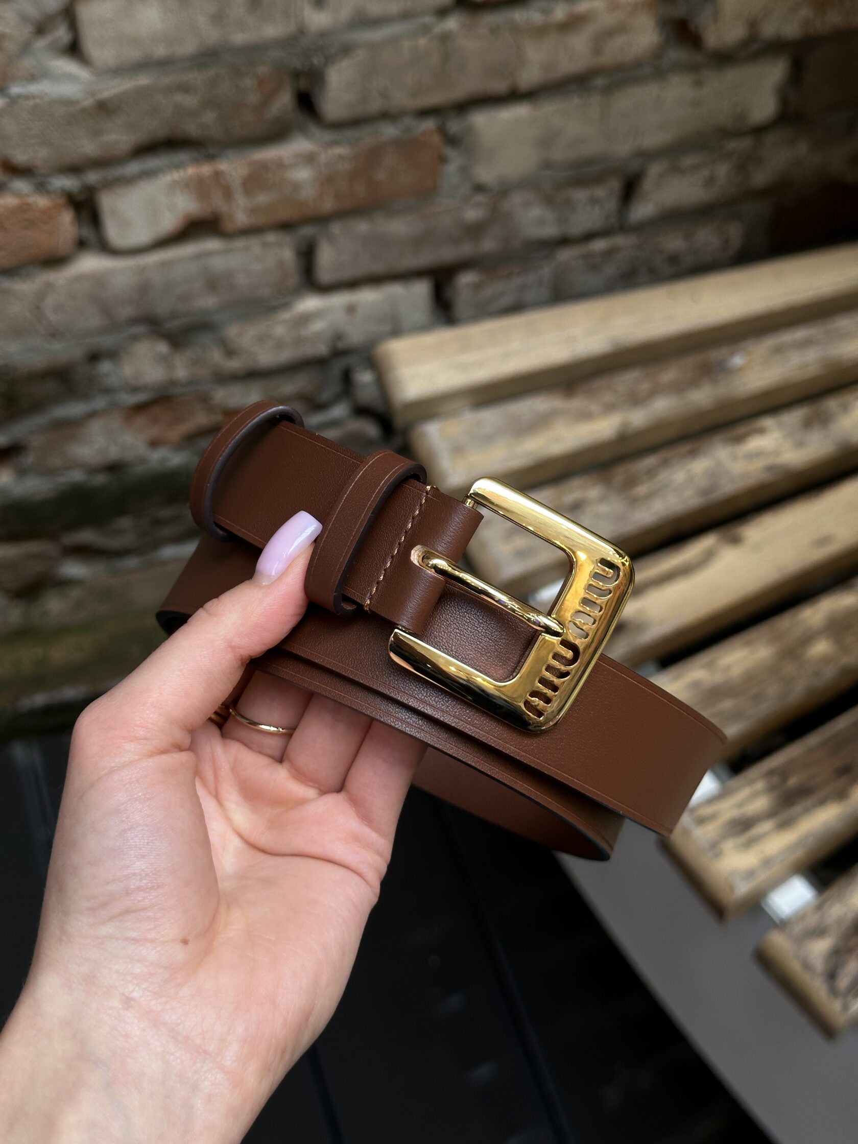Miu Miu Nappa Leather Belt Brown - 12