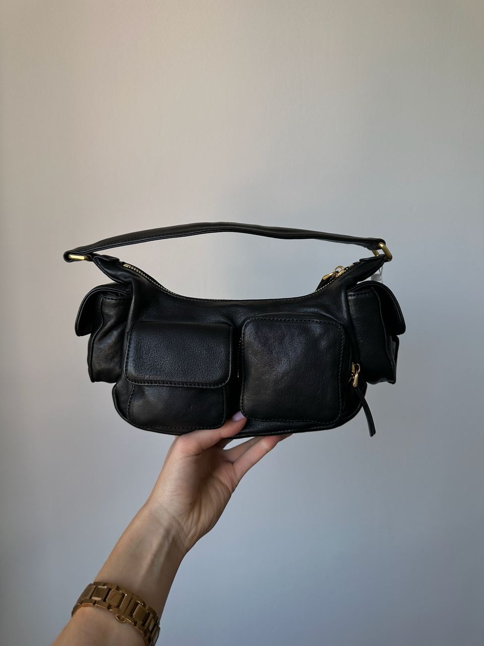 Miu Miu Nappa Leather Pocket Bag Black - 4