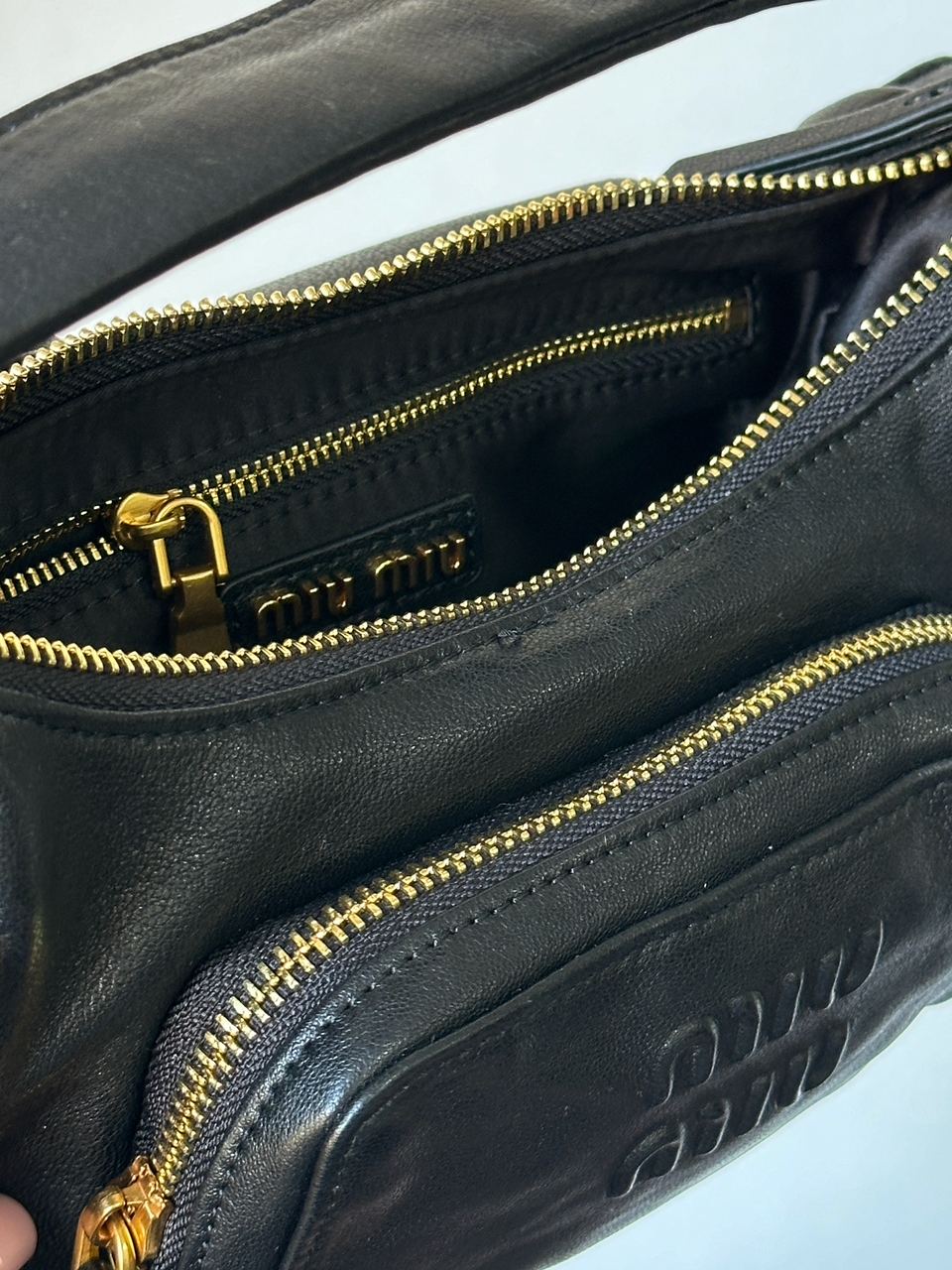 Miu Miu Nappa Leather Pocket Bag Black - 8