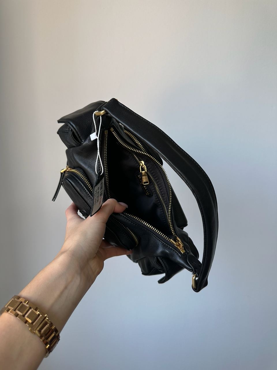 Miu Miu Nappa Leather Pocket Bag Black - 9