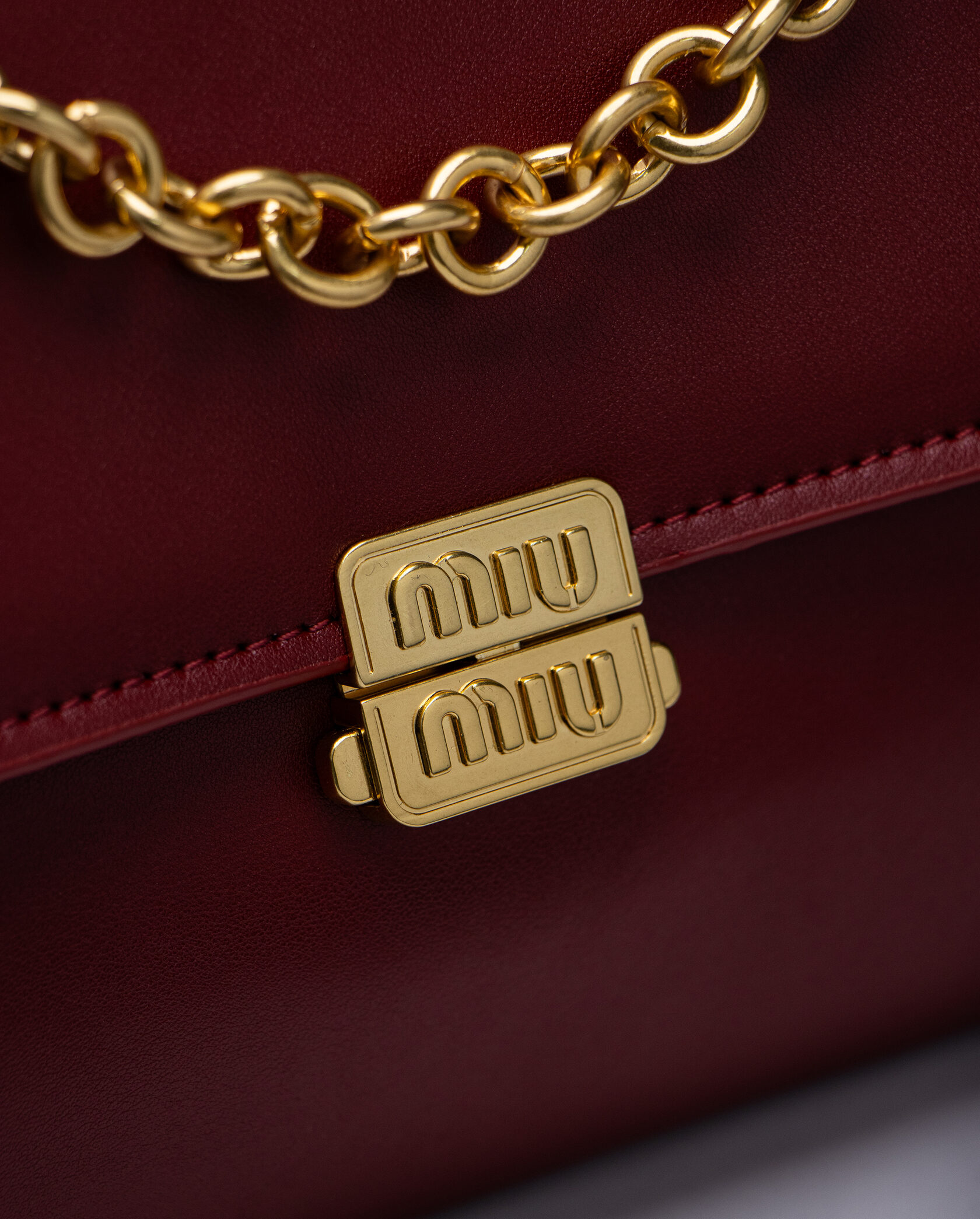 Miu Miu Nappa Shoulder Bag Burgundy - 5