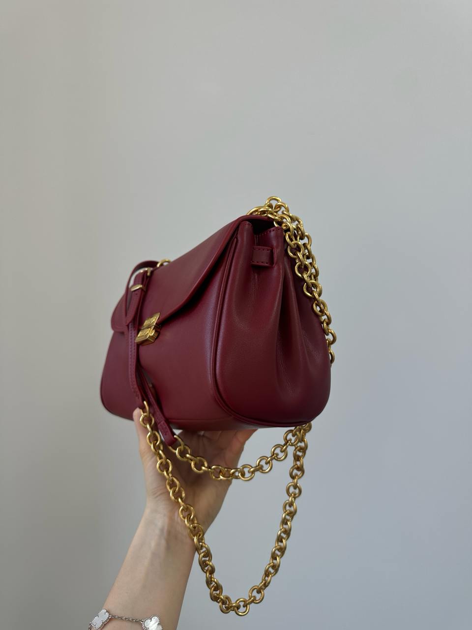 Miu Miu Nappa Shoulder Bag Burgundy - 9