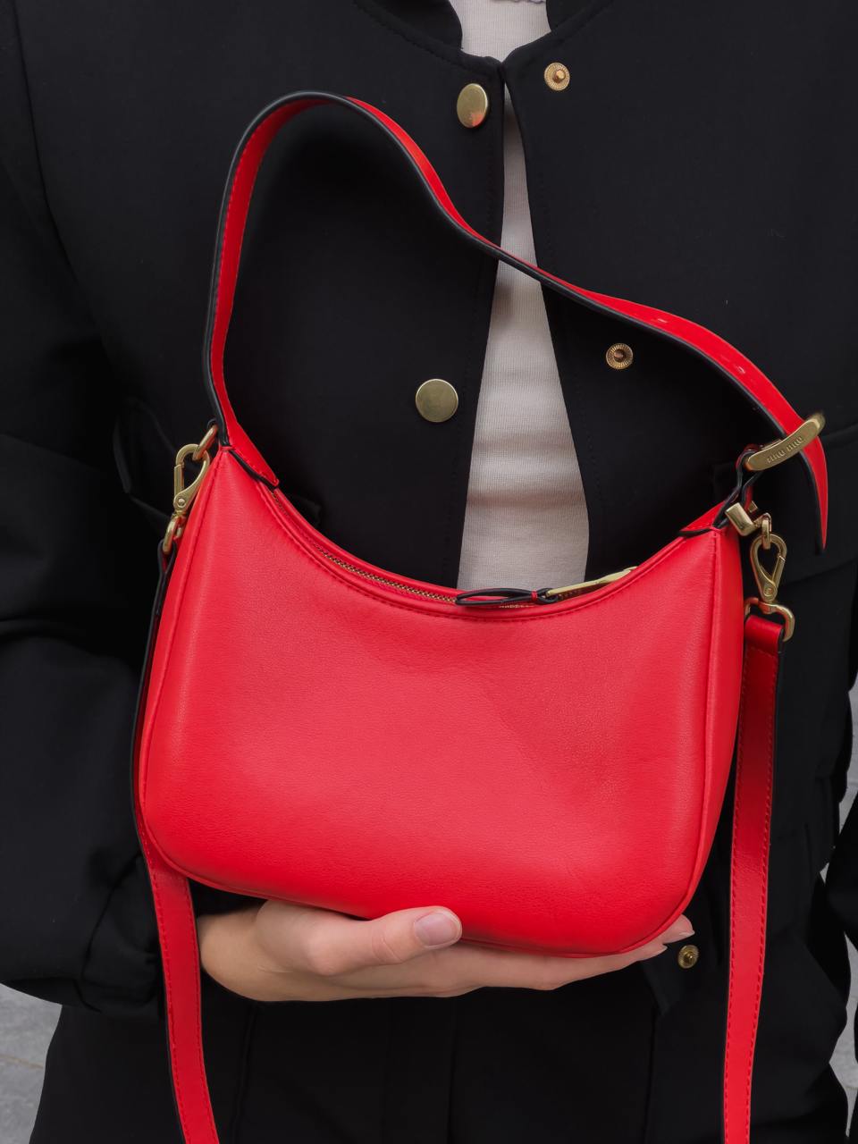 Miu Miu Red Leather Hobo Bag - 24