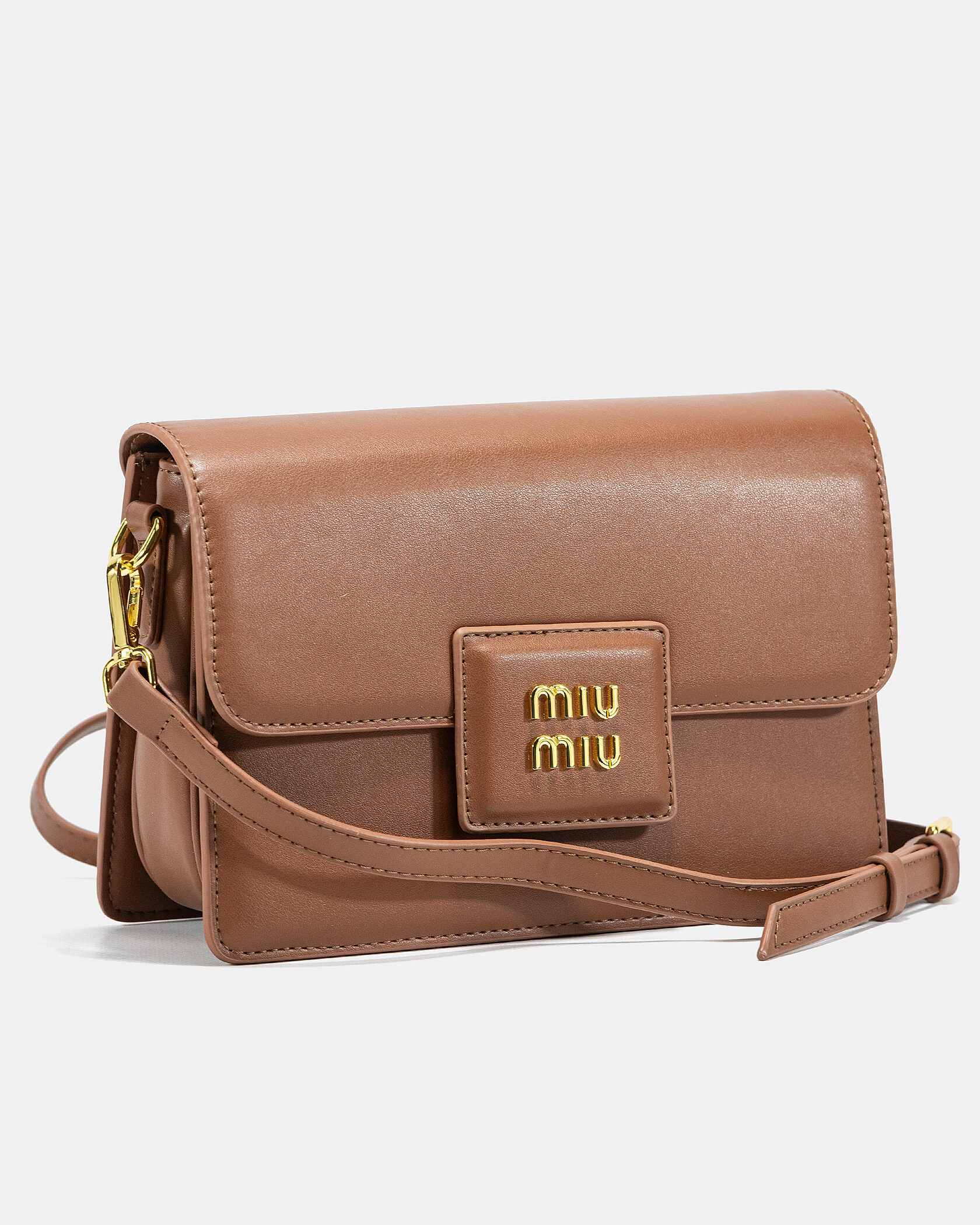 Miu Miu Shoulder Leather Bag Brown - 6