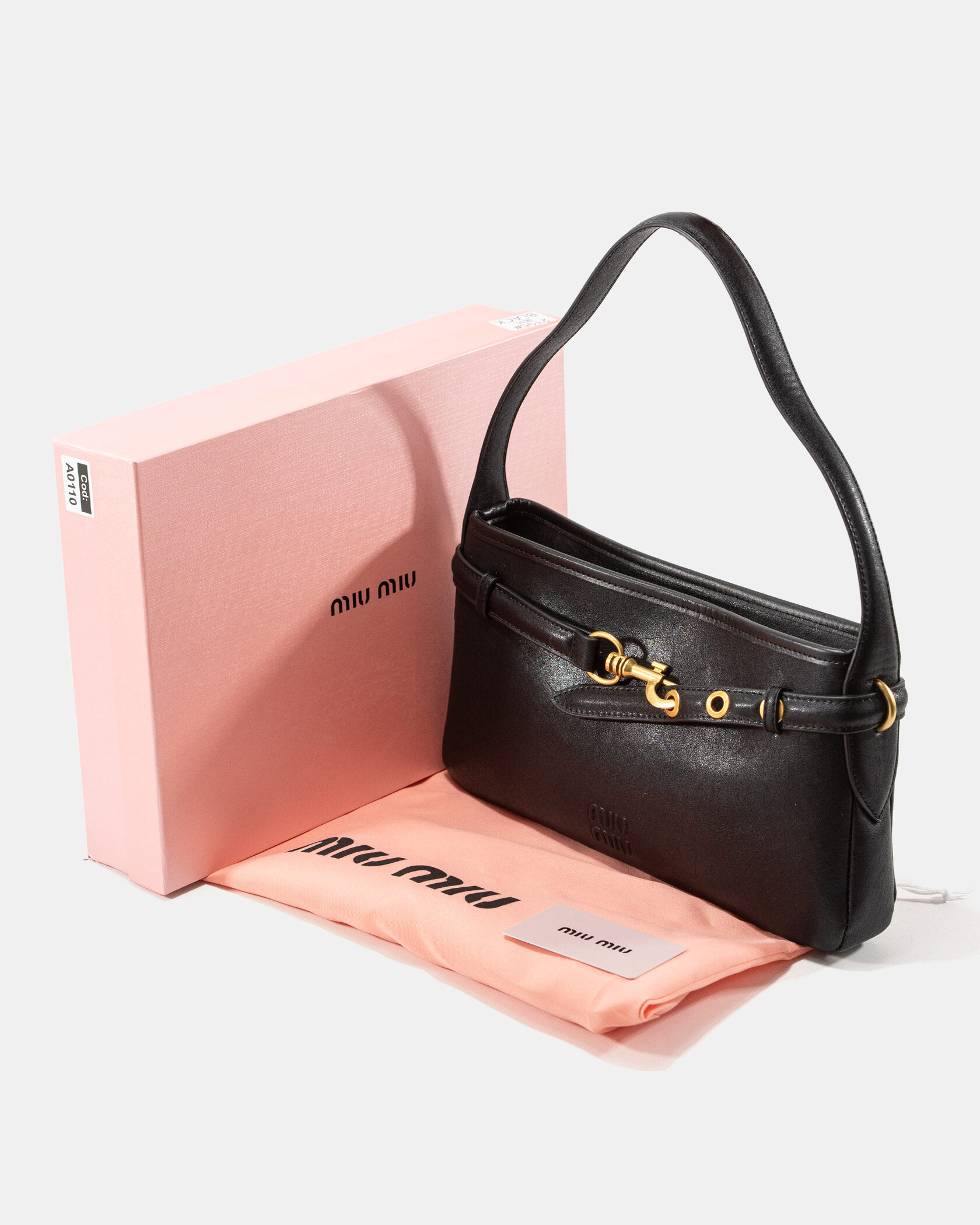 Miu Miu Small Baguette Shoulder Bag in Black Leather - 2