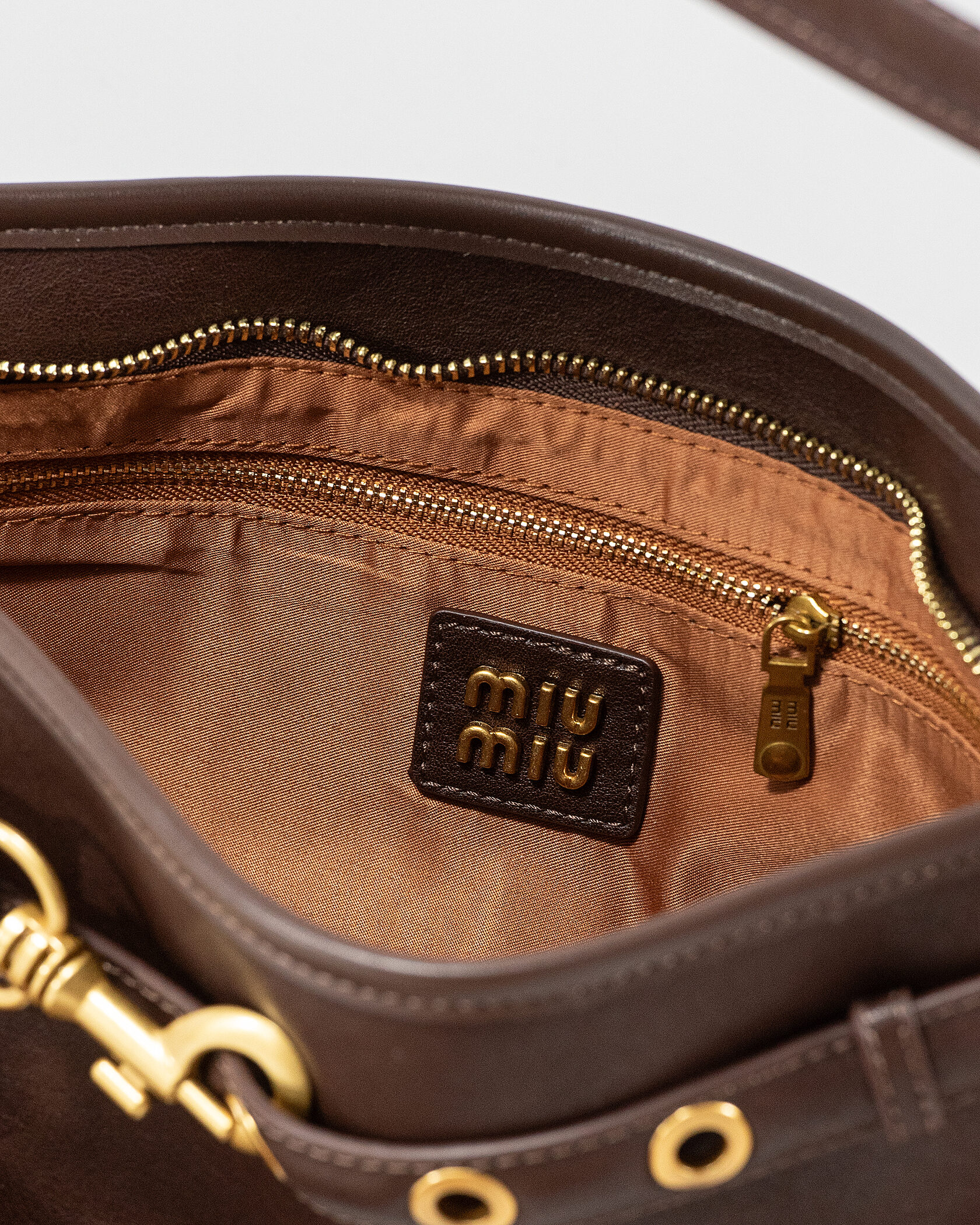 Miu Miu Small Baguette Shoulder Bag in Brown Leather - 12