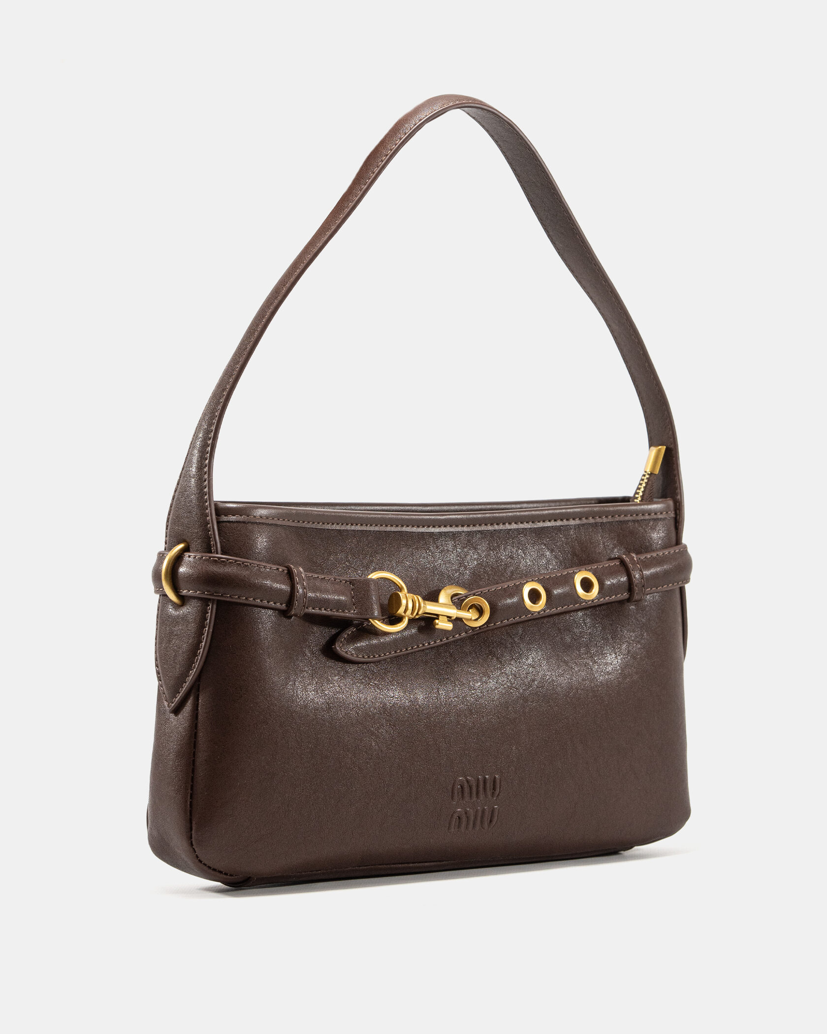 Miu Miu Small Baguette Shoulder Bag in Brown Leather - 5