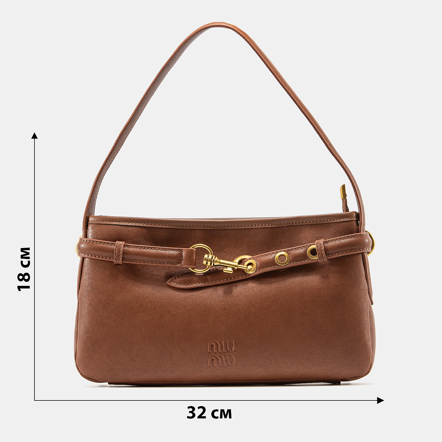 Miu Miu Small Baguette Shoulder Bag in Brown Leather - 3