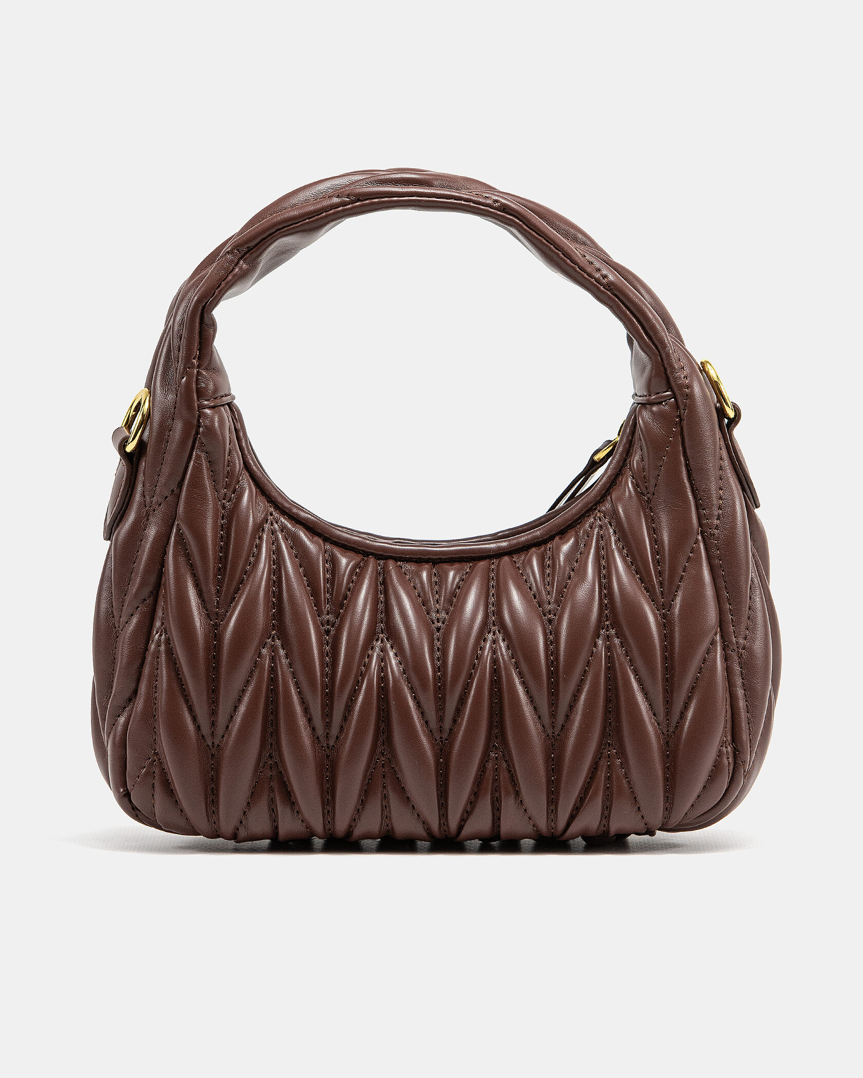 Miu Miu Wander Matelassé Nappa Leather Mini Hobo Bag Brown - 10