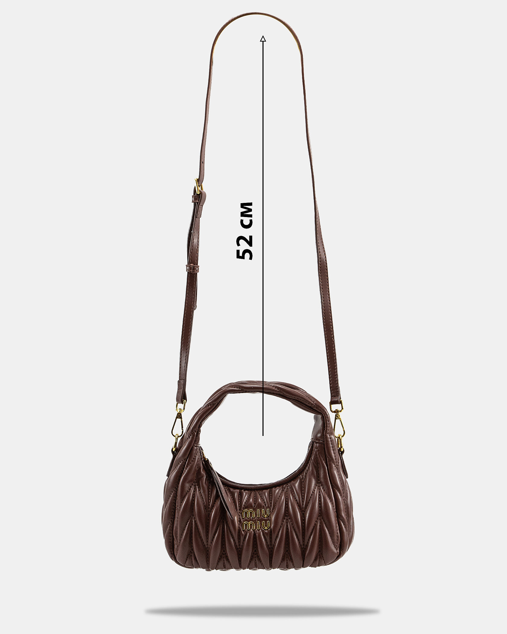 Miu Miu Wander Matelassé Nappa Leather Mini Hobo Bag Brown - 4